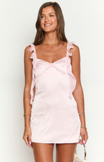 Joyce Pink Satin Mini Dress - PRE ORDER