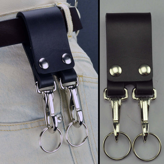 Double Leather Belt Strap Key Holder Super Duty - Snap Open