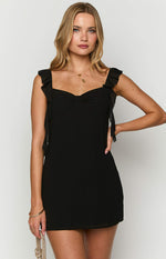 Joyce Black Chiffon Mini Dress